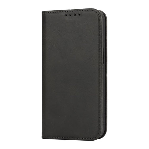 For iPhone 17e / 16e Case PU Leather Calf Textured Magnetic Closing Smart Phone Cover