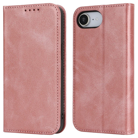 For iPhone 17e / 16e Case PU Leather Calf Textured Magnetic Closing Smart Phone Cover