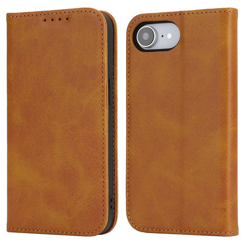 For iPhone 17e / 16e Case PU Leather Calf Textured Magnetic Closing Smart Phone Cover