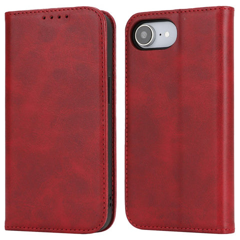For iPhone 17e / 16e Case PU Leather Calf Textured Magnetic Closing Smart Phone Cover