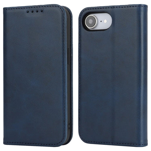 For iPhone 17e / 16e Case PU Leather Calf Textured Magnetic Closing Smart Phone Cover