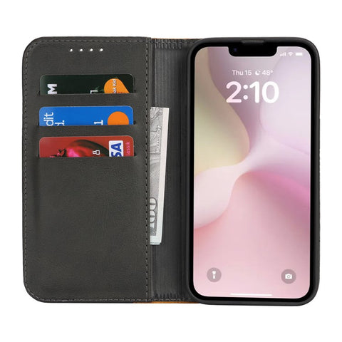 For iPhone 17e / 16e Case Calf Texture 3 Card Slots Color Splicing Leather Phone Cover