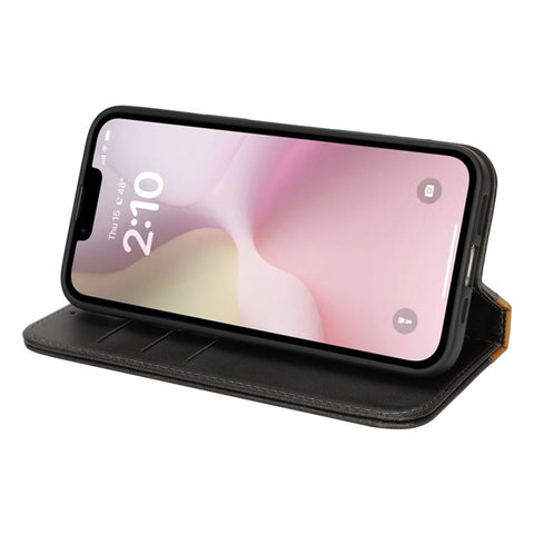 For iPhone 17e / 16e Case Calf Texture 3 Card Slots Color Splicing Leather Phone Cover
