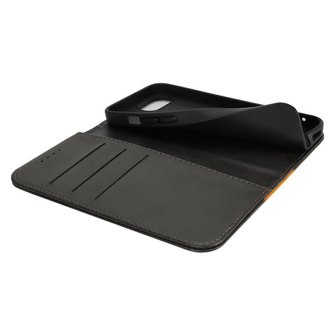 For iPhone 17e / 16e Case Calf Texture 3 Card Slots Color Splicing Leather Phone Cover