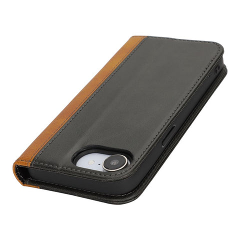 For iPhone 17e / 16e Case Calf Texture 3 Card Slots Color Splicing Leather Phone Cover