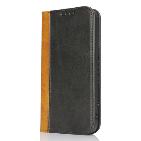 For iPhone 17e / 16e Case Calf Texture 3 Card Slots Color Splicing Leather Phone Cover