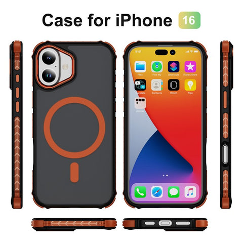 For iPhone 16 Case Compatible with MagSafe PC + TPU Skin Feeling Back Cover