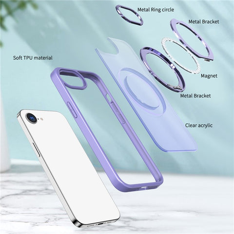 For iPhone 17e / 16e Case Compatible with MagSafe TPU + Acrylic Kickstand Phone Cover