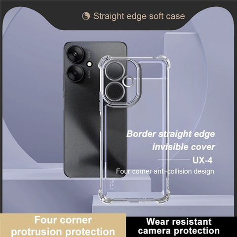 IMAK UX-4 Series TPU Case for Xiaomi Redmi 13C 5G / 13R 5G / Poco M6 5G Straight Frame Clear Phone Cover