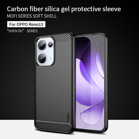 MOFI For Oppo Reno13 5G (Global) Back Cover  Brushed Texture Carbon Fiber Soft TPU Case
