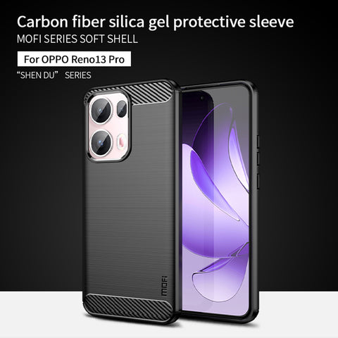 MOFI For Oppo Reno13 Pro 5G Back Cover  Brushed Texture Carbon Fiber Soft TPU Case