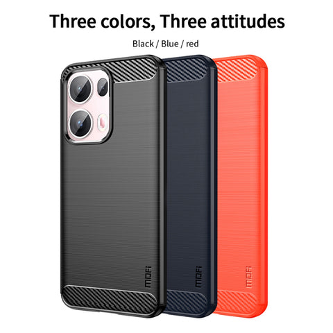 MOFI For Oppo Reno13 Pro 5G Back Cover  Brushed Texture Carbon Fiber Soft TPU Case