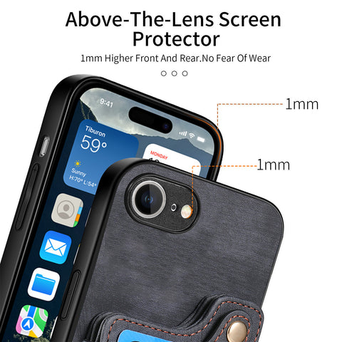 For iPhone 17e / 16e Retro PU Leather Back Cover with RFID Blocking Card Holder