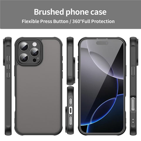 For iPhone 16 Pro Max Phone Case Drop Proof Airbags Frosted Translucent PC + TPU Back Cover