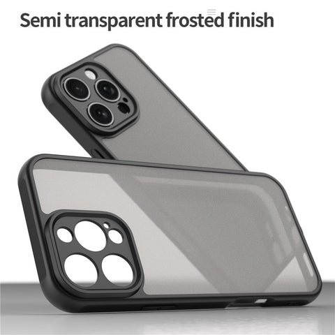 For iPhone 16 Pro Max Phone Case Drop Proof Airbags Frosted Translucent PC + TPU Back Cover