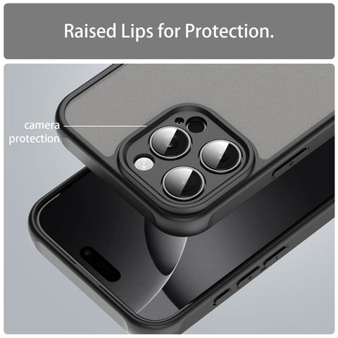 For iPhone 16 Pro Max Phone Case Drop Proof Airbags Frosted Translucent PC + TPU Back Cover