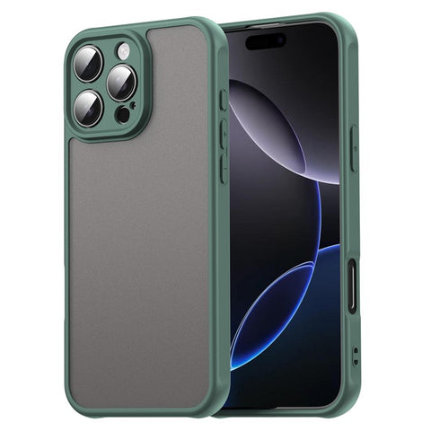 For iPhone 16 Pro Max Phone Case Drop Proof Airbags Frosted Translucent PC + TPU Back Cover