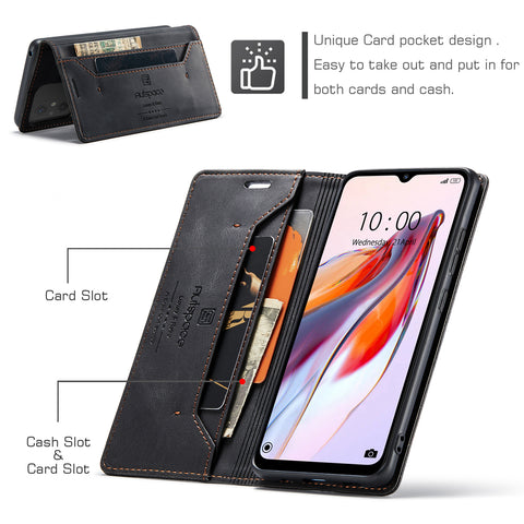 AUTSPACE For Xiaomi Redmi 12C 4G Wallet Case  A01 Leather Stand Cover with RFID Blocking Card Holder