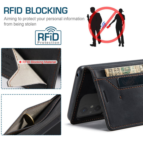 AUTSPACE For Xiaomi Redmi 12C 4G Wallet Case  A01 Leather Stand Cover with RFID Blocking Card Holder