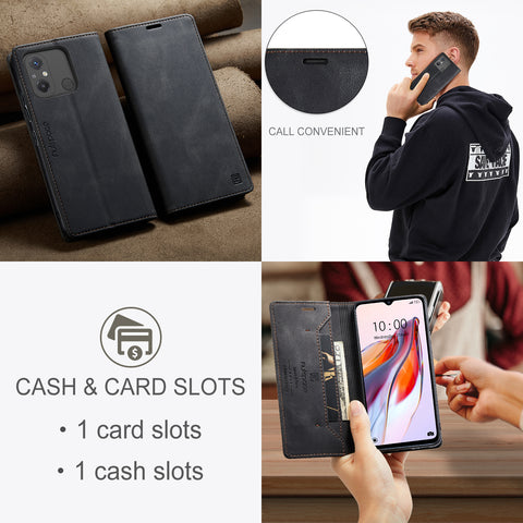 AUTSPACE For Xiaomi Redmi 12C 4G Wallet Case  A01 Leather Stand Cover with RFID Blocking Card Holder