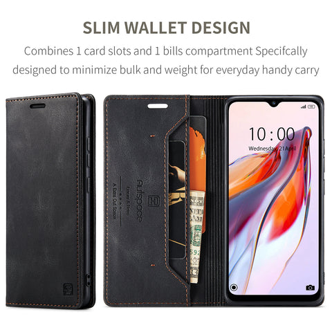 AUTSPACE For Xiaomi Redmi 12C 4G Wallet Case  A01 Leather Stand Cover with RFID Blocking Card Holder