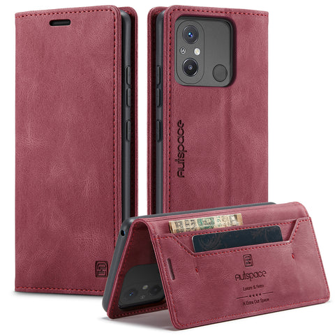 AUTSPACE For Xiaomi Redmi 12C 4G Wallet Case  A01 Leather Stand Cover with RFID Blocking Card Holder