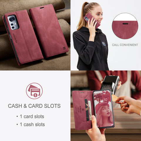 AUTSPACE For Xiaomi 12X 5G / Xiaomi 12S 5G / Xiaomi 12 5G Wallet Case  A01 Leather Stand Cover with RFID Blocking Card Holder