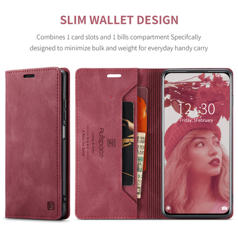 AUTSPACE For Xiaomi 12X 5G / Xiaomi 12S 5G / Xiaomi 12 5G Wallet Case  A01 Leather Stand Cover with RFID Blocking Card Holder