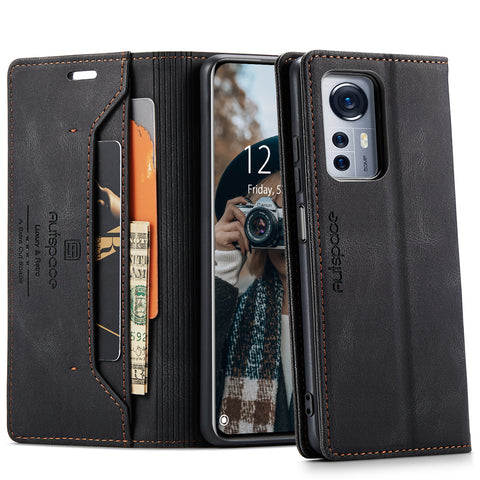 AUTSPACE For Xiaomi 12X 5G / Xiaomi 12S 5G / Xiaomi 12 5G Wallet Case  A01 Leather Stand Cover with RFID Blocking Card Holder