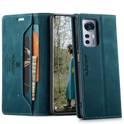 AUTSPACE For Xiaomi 12X 5G / Xiaomi 12S 5G / Xiaomi 12 5G Wallet Case  A01 Leather Stand Cover with RFID Blocking Card Holder