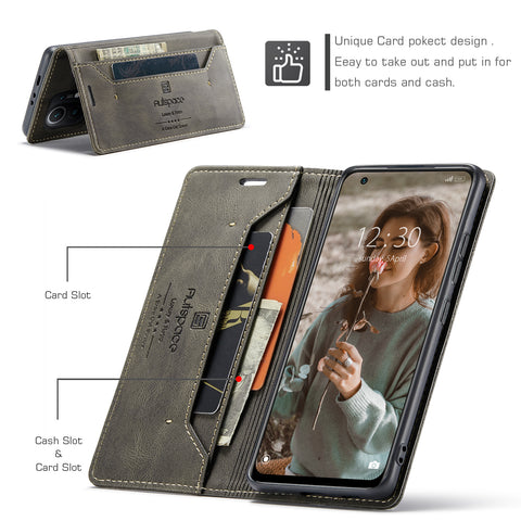 AUTSPACE For Xiaomi Mi 11 Wallet Case  A01 Leather Stand Cover with RFID Blocking Card Holder