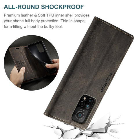 AUTSPACE For Xiaomi Mi 10T Pro 5G / Xiaomi Redmi K30S / Xiaomi Mi 10T 5G Wallet Case  A01 Leather Stand Cover with RFID Blocking Card Holder