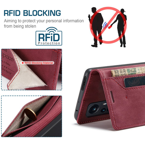 For Xiaomi 12S Pro 5G / Xiaomi 12 Pro 5G Wallet Case AUTSPACE A01 Leather Stand Cover with RFID Blocking Card Holder