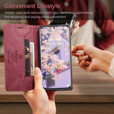 For Xiaomi 12S Pro 5G / Xiaomi 12 Pro 5G Wallet Case AUTSPACE A01 Leather Stand Cover with RFID Blocking Card Holder