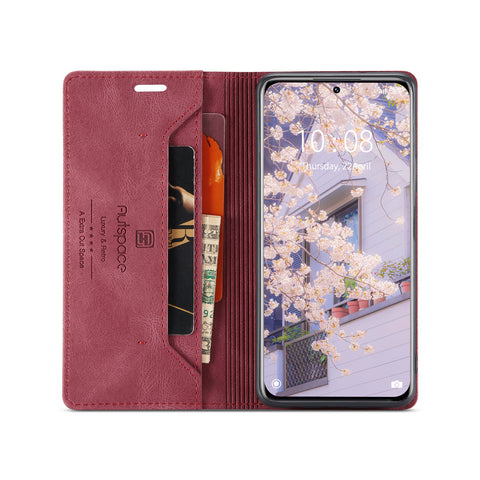 For Xiaomi 12S Pro 5G / Xiaomi 12 Pro 5G Wallet Case AUTSPACE A01 Leather Stand Cover with RFID Blocking Card Holder