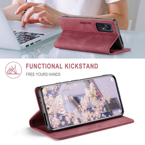 For Xiaomi 12S Pro 5G / Xiaomi 12 Pro 5G Wallet Case AUTSPACE A01 Leather Stand Cover with RFID Blocking Card Holder