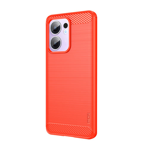 MOFI For Oppo Reno13 F 5G (Reno 13 FS 5G) / 4G Back Cover  Brushed Texture Carbon Fiber Soft TPU Case