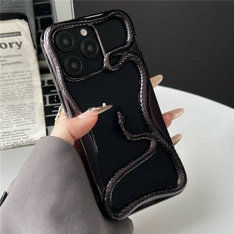 For iPhone 16 Pro Max Bumper Case Hollow Snake Design TPU Phone Cover