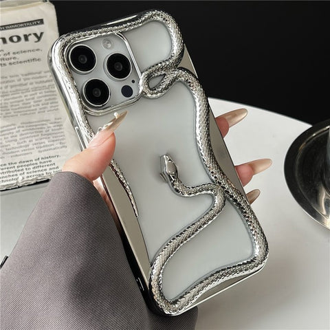 For iPhone 16 Pro Max Bumper Case Hollow Snake Design TPU Phone Cover