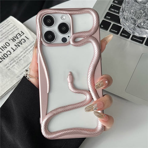 For iPhone 16 Pro Max Bumper Case Hollow Snake Design TPU Phone Cover