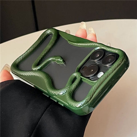 For iPhone 16 Pro Max Bumper Case Hollow Snake Design TPU Phone Cover