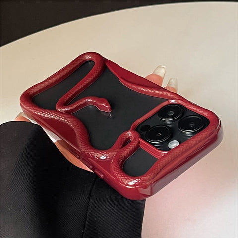 For iPhone 16 Pro Max Bumper Case Hollow Snake Design TPU Phone Cover