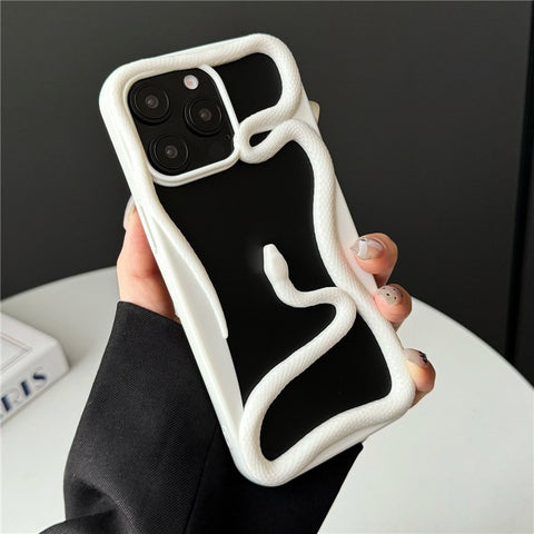 For iPhone 16 Pro Max Bumper Case Hollow Snake Design TPU Phone Cover
