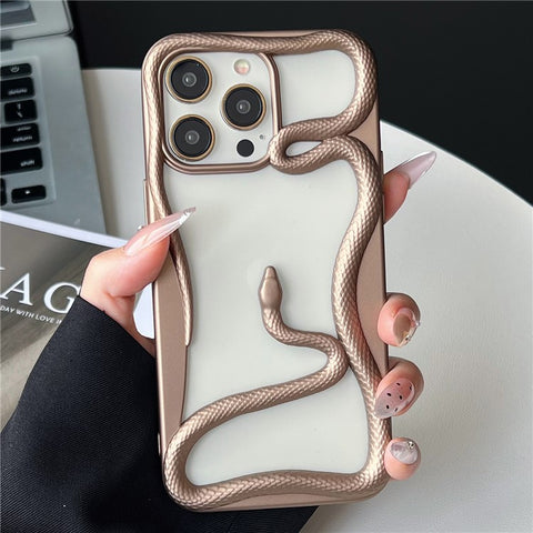 For iPhone 16 Pro Max Bumper Case Hollow Snake Design TPU Phone Cover