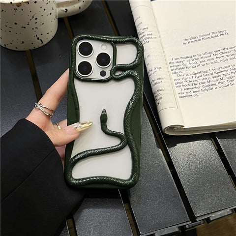 For iPhone 16 Pro Bumper Case Hollow Snake Design TPU Phone Cover