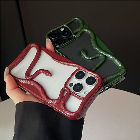 For iPhone 16 Pro Bumper Case Hollow Snake Design TPU Phone Cover