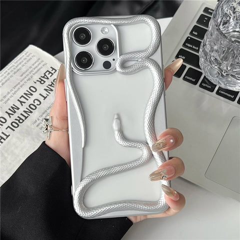 For iPhone 16 Pro Bumper Case Hollow Snake Design TPU Phone Cover