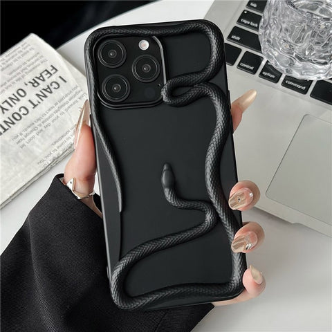 For iPhone 16 Pro Bumper Case Hollow Snake Design TPU Phone Cover
