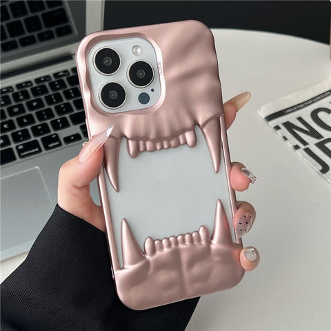 For iPhone 16 Pro Case TPU Protective Phone Cover Hollow Wrinkle Tiger Tooth Design