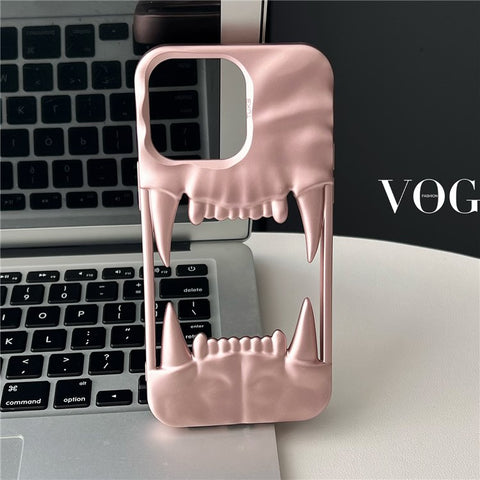 For iPhone 16 Pro Case TPU Protective Phone Cover Hollow Wrinkle Tiger Tooth Design